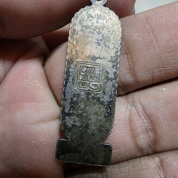 ORO MAYA 925 STERLING SILVER CARTOUCHE PENDANT WITH GOLD PLATING WEIGHS 5 GRAMS - Picture 7 of 9